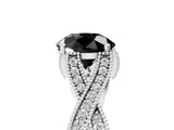 White gold Fancy Black Round Cut Cut Diamond Twisted Band with Milgrain Pave Setting and Four-Prong Setting_17