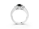 White gold Fancy Black Round Cut Cut Halo Diamond Pavé Engagement Ring with Milgrain Detailing_15