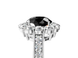 White gold Fancy Black Round Cut Cut Halo Diamond Pavé Engagement Ring with Milgrain Detailing_17
