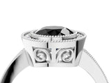 White gold Fancy Black Round Cut Cut Halo Pavé Diamond Ring_4