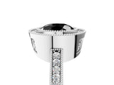 White gold Fancy Black Round Cut Cut Halo Pavé Diamond Ring_5