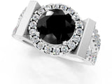White gold Fancy Black Round Cut Cut Halo Split Shank Prong Set Ring_1