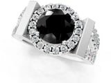 White gold Fancy Black Round Cut Cut Halo Split Shank Prong Set Ring_13