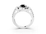 White gold Fancy Black Round Cut Cut Halo Split Shank Prong Set Ring_3