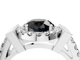 White gold Fancy Black Round Cut Cut Halo Split Shank Prong Set Ring_4