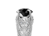 White gold Fancy Black Round Cut Cut Milgrain Pave Diamond Engagement Ring with Four-Prong Setting_8