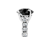 White gold Fancy Black Round Cut Cut Pavé Band Solitaire Ring with Four-Prong Setting_5