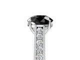 White gold Fancy Black Round Cut Cut Pave Band Milgrain Solitaire Ring_11