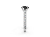 White gold Fancy Black Round Cut Cut Pave Band Milgrain Solitaire Ring_2