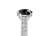 White gold Fancy Black Round Cut Cut Pave Band Milgrain Solitaire Ring_5