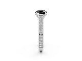 White gold Fancy Black Round Cut Cut Pave Band Milgrain Solitaire Ring_8