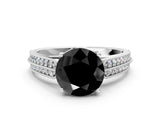White gold Fancy Black Round Cut Cut Pave Split Shank Engagement Ring with Four-Prong Setting_12