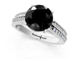 White gold Fancy Black Round Cut Cut Pave Split Shank Engagement Ring with Four-Prong Setting_13