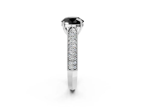 White gold Fancy Black Round Cut Cut Pave Split Shank Engagement Ring with Four-Prong Setting_14