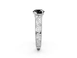 White gold Fancy Black Round Cut Cut Solitaire Engraved Band with Four-Prong Setting_2