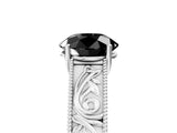 White gold Fancy Black Round Cut Cut Solitaire Engraved Band with Four-Prong Setting_5