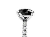 White gold Fancy Black Round Cut Diamond Brilliant Solitaire Ring with Pavé Band and Four-Prong Setting_17