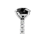 White gold Fancy Black Round Cut Diamond Brilliant Solitaire Ring with Pavé Band and Four-Prong Setting_17