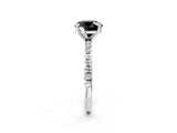 White gold Fancy Black Round Cut Diamond Brilliant Solitaire Ring with Pavé Band and Four-Prong Setting_2