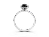 White gold Fancy Black Round Cut Diamond Brilliant Solitaire Ring with Pavé Band and Four-Prong Setting_39