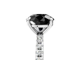 White gold Fancy Black Round Cut Diamond Brilliant Solitaire Ring with Pavé Band and Four-Prong Setting_5