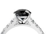 White gold Fancy Black Round Cut Diamond Cathedral Solitaire Ring with Round  Pavé Band_40