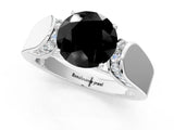 White gold Fancy Black Round Cut Diamond Channel Set Solitaire Ring with Four-Prong Setting_14