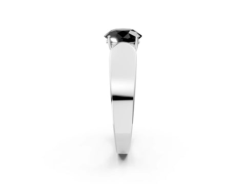 White gold Fancy Black Round Cut Diamond Channel Set Solitaire Ring with Four-Prong Setting_14