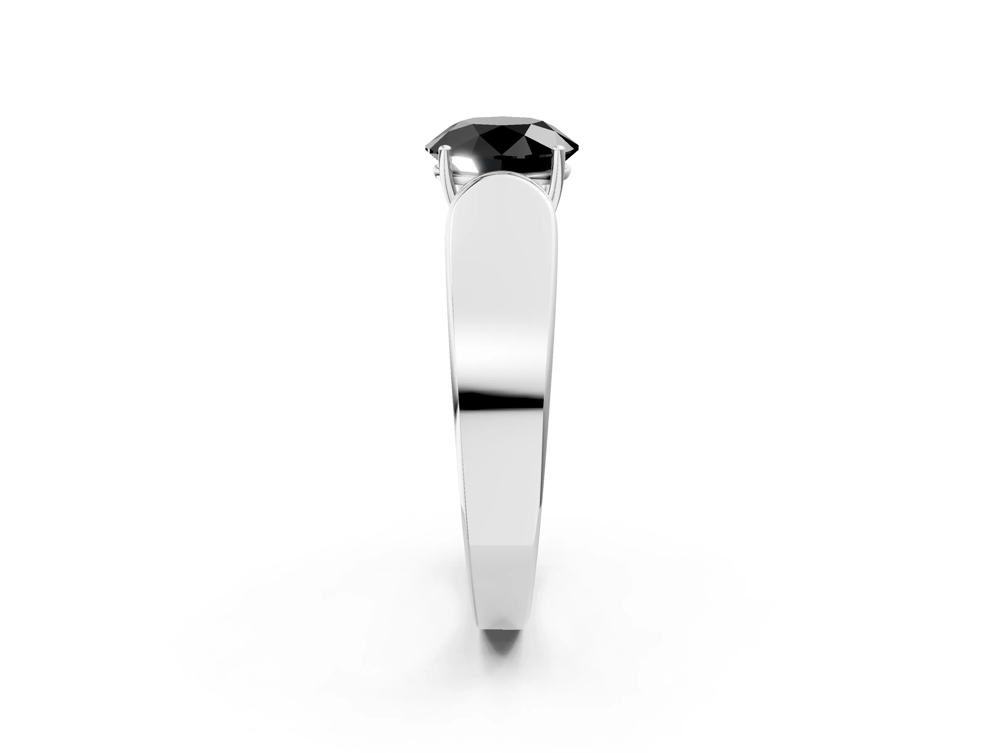 White gold Fancy Black Round Cut Diamond Channel Set Solitaire Ring with Four-Prong Setting_15