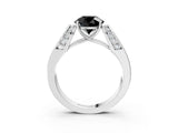 White gold Fancy Black Round Cut Diamond Channel Set Solitaire Ring with Four-Prong Setting_15