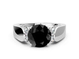 White gold Fancy Black Round Cut Diamond Channel Set Solitaire Ring with Four-Prong Setting_24