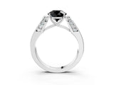 White gold Fancy Black Round Cut Diamond Channel Set Solitaire Ring with Four-Prong Setting_29