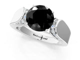White gold Fancy Black Round Cut Diamond Channel Set Solitaire Ring with Four-Prong Setting_50