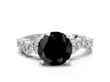White gold Fancy Black Round Cut Diamond Cluster Pavé Band with Four-Prong Setting_12