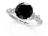 White gold Fancy Black Round Cut Diamond Cluster Pavé Band with Four-Prong Setting_13