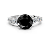 White gold Fancy Black Round Cut Diamond Cluster Pavé Band with Four-Prong Setting_3
