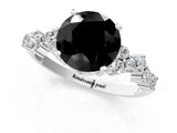White gold Fancy Black Round Cut Diamond Cluster Pavé Band with Four-Prong Setting_4