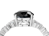 White gold Fancy Black Round Cut Diamond Cluster Pavé Band with Four-Prong Setting_7