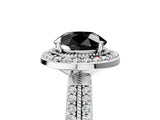 White gold Fancy Black Round Cut Diamond Double Halo Ring with Split Shank and Four-Prong Setting_5