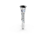 White gold Fancy Black Round Cut Diamond Engagement Ring with Baguette Side Stones and Channel Set Band_26
