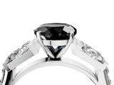 White gold Fancy Black Round Cut Diamond Engagement Ring with Baguette Side Stones and Channel Set Band_28