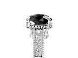 White gold Fancy Black Round Cut Diamond Engagement Ring with Milgrain Channel Set Band and Prong Setting_5