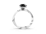 White gold Fancy Black Round Cut Diamond Engagement Ring with Side Stone Accents and Four-Prong Setting_135