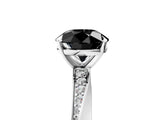 White gold Fancy Black Round Cut Diamond Engagement Ring with Side Stone Accents and Four-Prong Setting_137