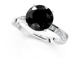 White gold Fancy Black Round Cut Diamond Engagement Ring with Side Stone Accents and Four-Prong Setting_25