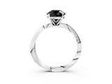 White gold Fancy Black Round Cut Diamond Engagement Ring with Side Stone Accents and Four-Prong Setting_27