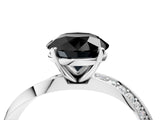 White gold Fancy Black Round Cut Diamond Engagement Ring with Side Stone Accents and Four-Prong Setting_28