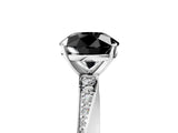 White gold Fancy Black Round Cut Diamond Engagement Ring with Side Stone Accents and Four-Prong Setting_29