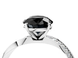 White gold Fancy Black Round Cut Diamond Engagement Ring with Side Stone Accents and Four-Prong Setting_76