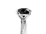 White gold Fancy Black Round Cut Diamond Engagement Ring with Side Stone Accents and Four-Prong Setting_77